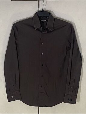 Express Men’s Long-Sleeve Small Dress Shirt Dark Gray Office Church
